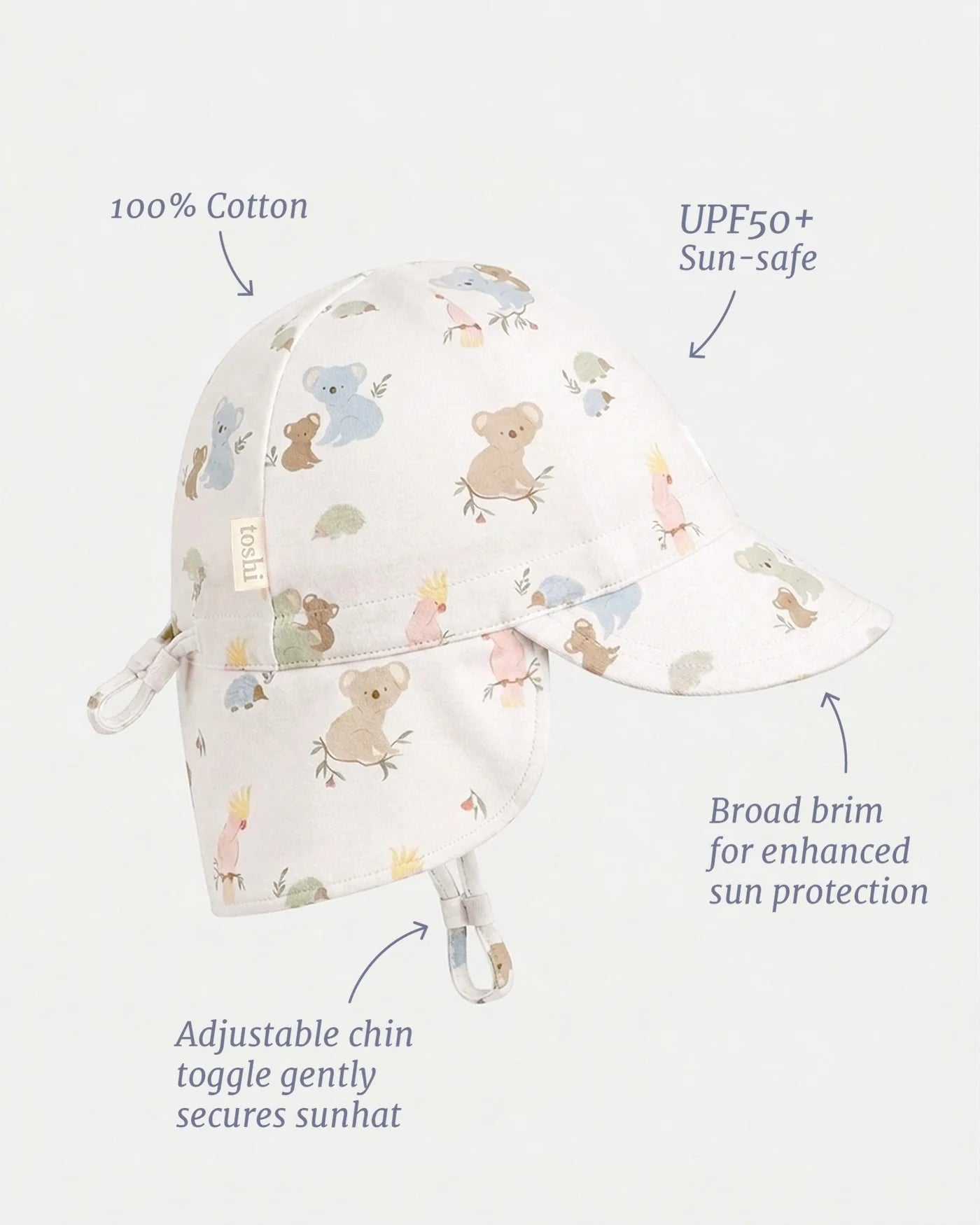 Flap Cap Arcadia Gumnut Babies Cloud
