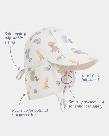 Flap Cap Arcadia Gumnut Babies Cloud