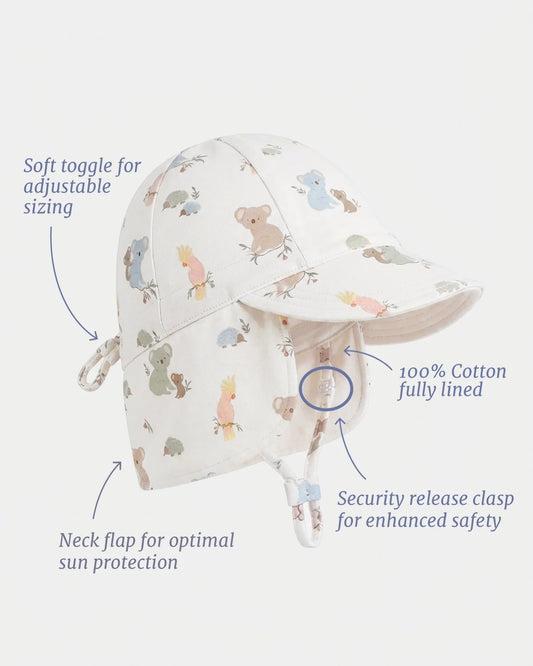 Flap Cap Arcadia Gumnut Babies Cloud