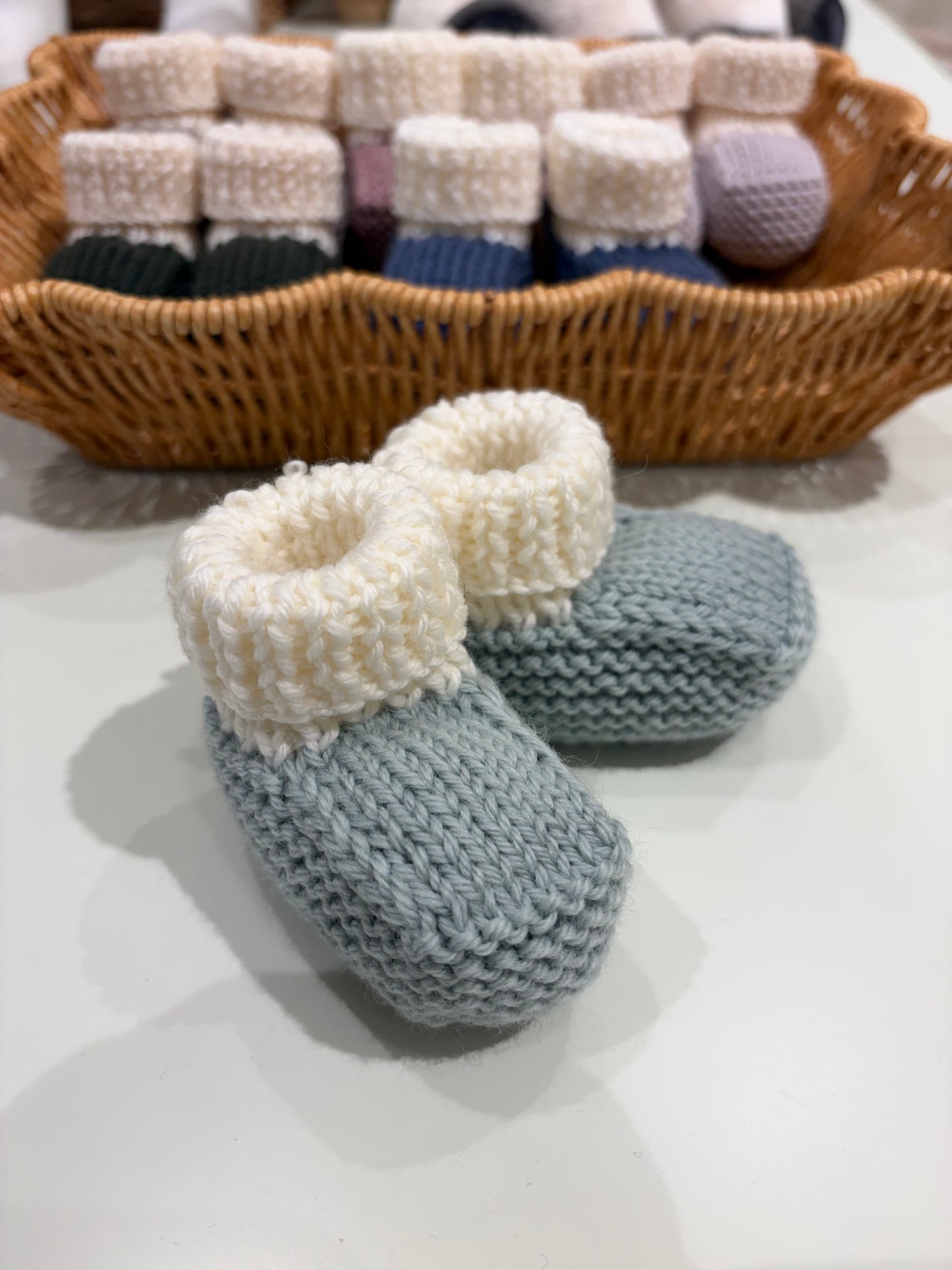 Locally Hand Knitted Aus/NZ Merino Booties - Ice Blue
