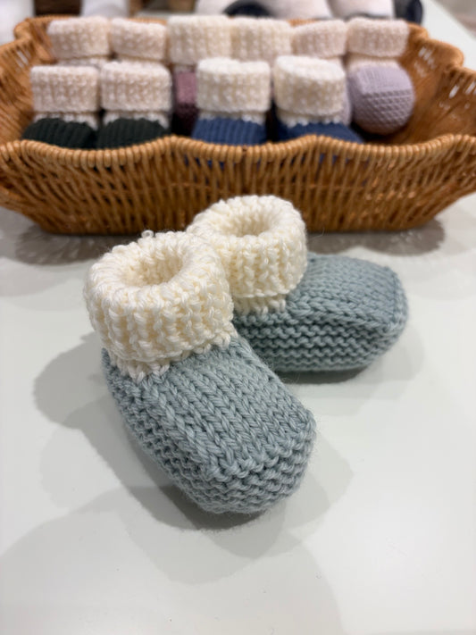 Locally Hand Knitted Aus/NZ Merino Booties - Ice Blue