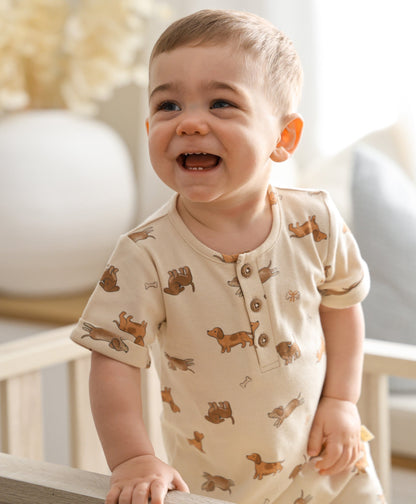 Organic Cotton Romper - Dachshund Dog