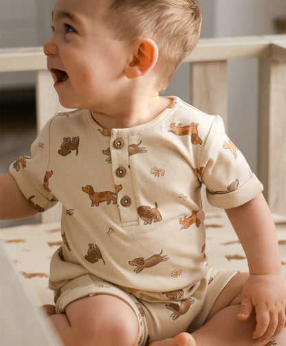 Organic Cotton Romper - Dachshund Dog