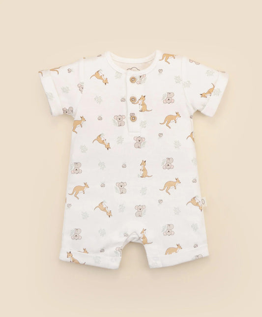 Organic Cotton Romper - Kangaroo & Koala