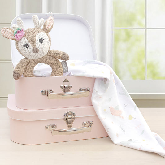 Swaddle & Rattle Gift Set - Fawn