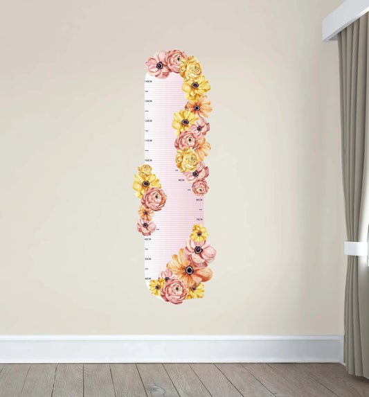 Floral Height Chart Wall Decals