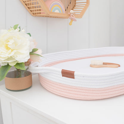 Rope Change Basket - White/Blush