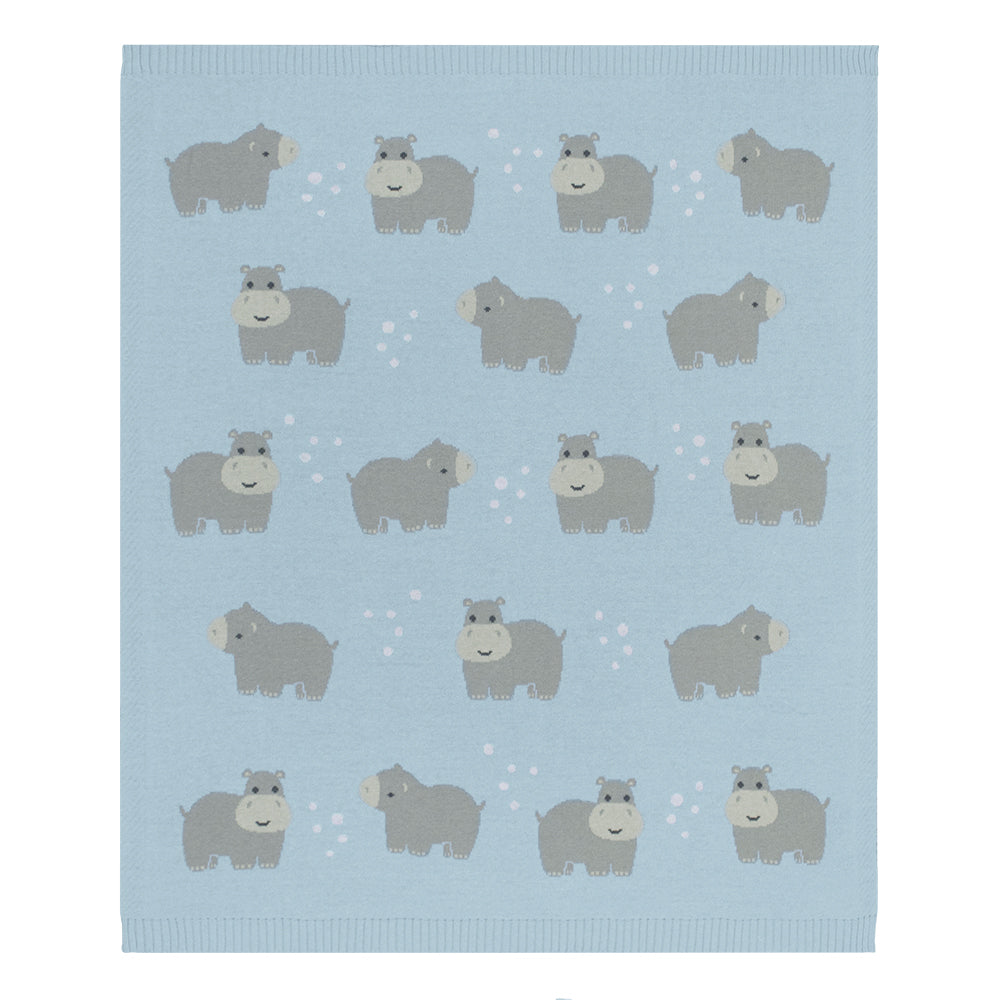 Cotton Blanket - Blue Hippo