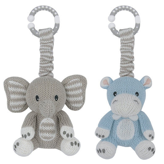 Stroller Toy 2pk - Elephant & Hippo
