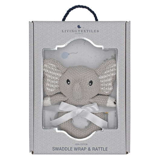 Swaddle & Rattle Gift Set - Elephant