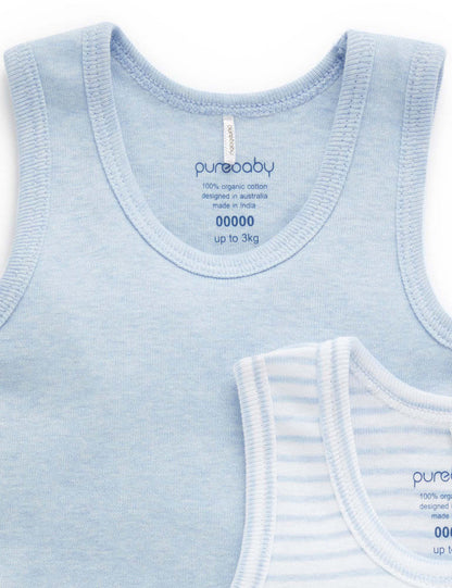 Rib Singlet Bodysuit 2pk - Pale Blue