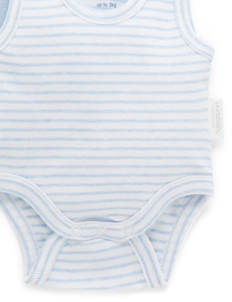 Rib Singlet Bodysuit 2pk - Pale Blue