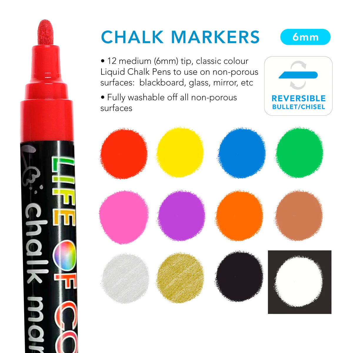 Liquid Chalk Markers (6mm tip) 12pk