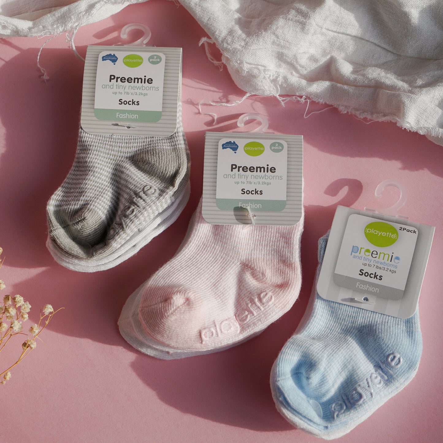 Small Baby/Prem Socks 2pk - Pink