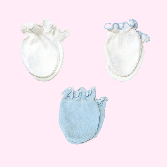 Preemie Mittens 3pk - Blue/White