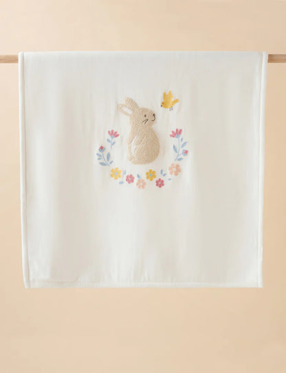 Embroidered Lined Blanket - Rabbit