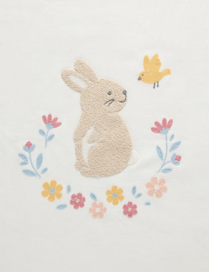 Embroidered Lined Blanket - Rabbit