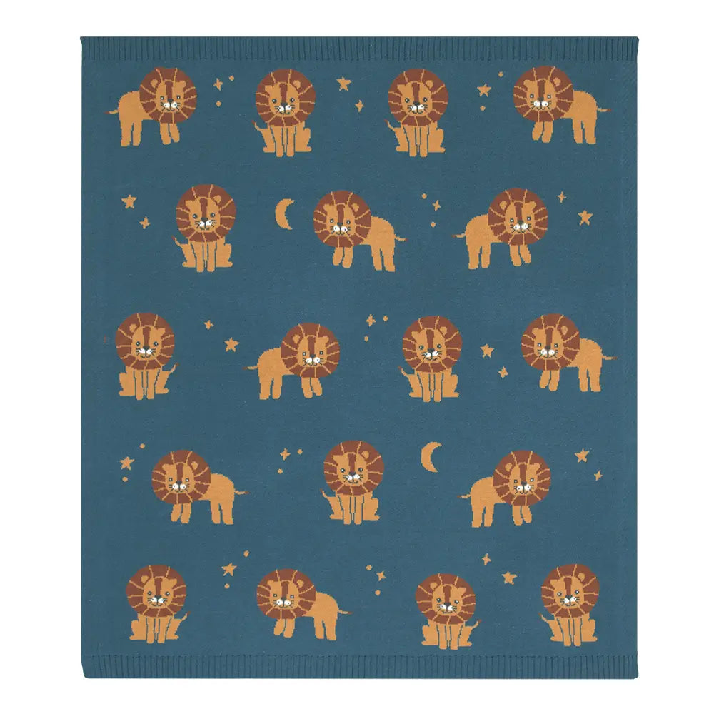 Cotton Blanket - Navy Lion