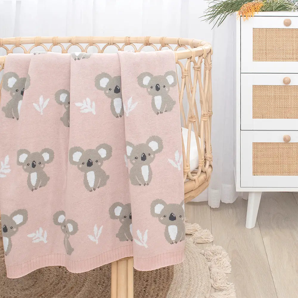 Cotton Blanket - Blush Koala